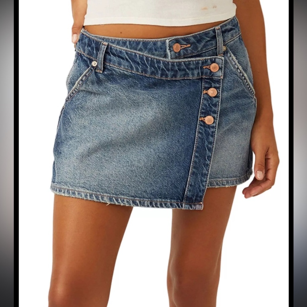 Free People Classic Blue Mini Skirt